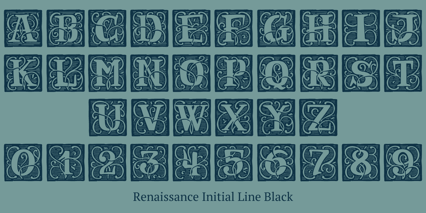 Пример шрифта Renaissance Initial Light White